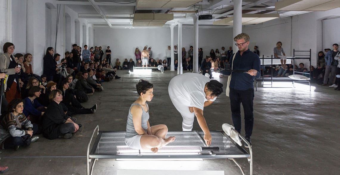 Naufus Ramírez-Figueroa, ‘The Print of Sleep’, 2016, performance, KW Institute for Contemporary Art, Berlin. Photo: Frank Sperling.